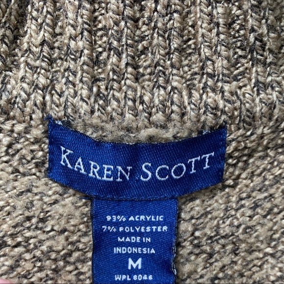 Karen Scott | Oversized Cowl Neck Sweater Tan Medium Oversized - Picture 7 of 8